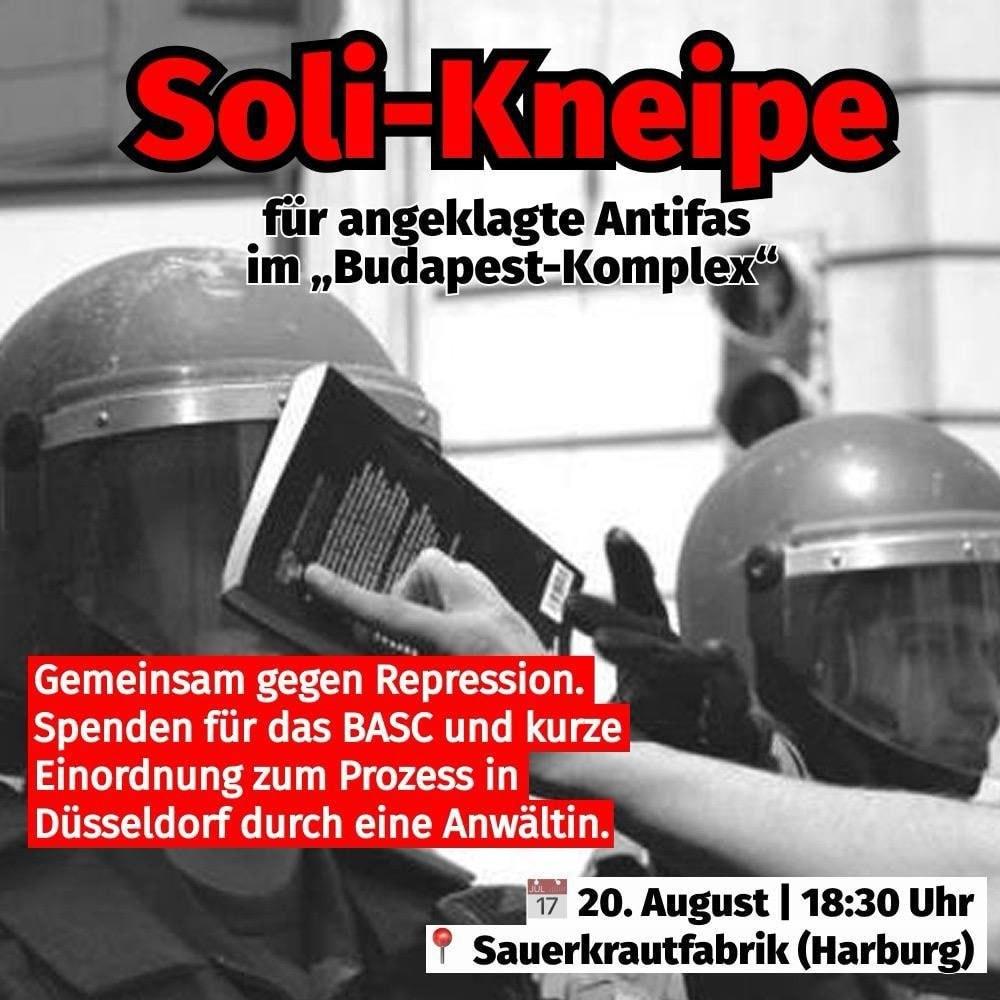 Hinweis auf Solikneipe in der Sauerkrautfabrik am 20.08.2026